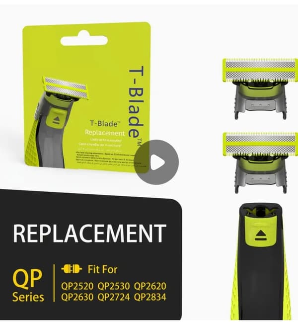 3-pak barberblade,  kompatible med Philips Oneblade Udskiftningsark T blade