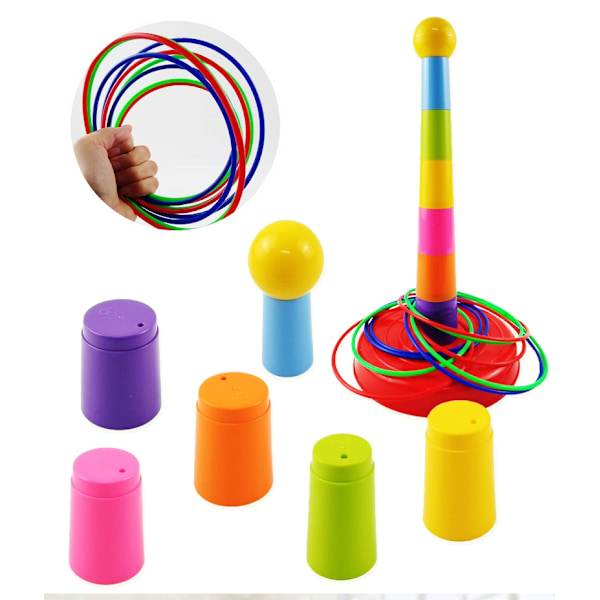 Børn Kast Circle Game Ferrule Stablet Legetøj Sjovt Indendørs Udendørs Forælder-Barn Interaktive Circle Layers Tidlig uddannelse gave 1xTower 15xRings