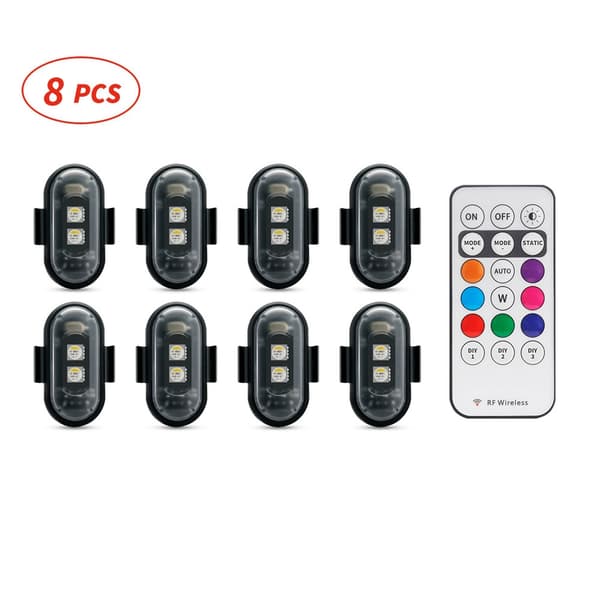RGB LED-fly Strobelys Motorcykellys LED-blitzposition Trådløst lys Fly Helikopter Advarselslys 1PCS