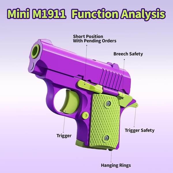 Mini 1911 3D-tryckt Fidget Gun Toy - Stress Relief ABS Plast Present för barn 1911-red