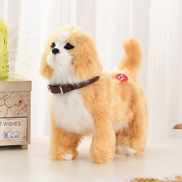 Interaktiv robothundleksak - Ljudkontroll, promenader, nickande, musik, pekkontroll för barn Cavalier King Charle