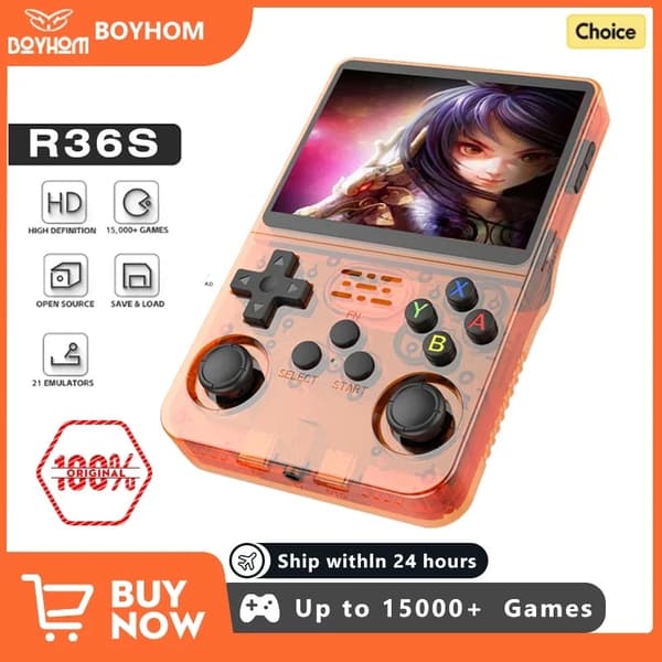 Open Source R36S Retro Handheld Video Game Console Linux System 3,5-tums IPS-skärm Bärbar Red 128G
