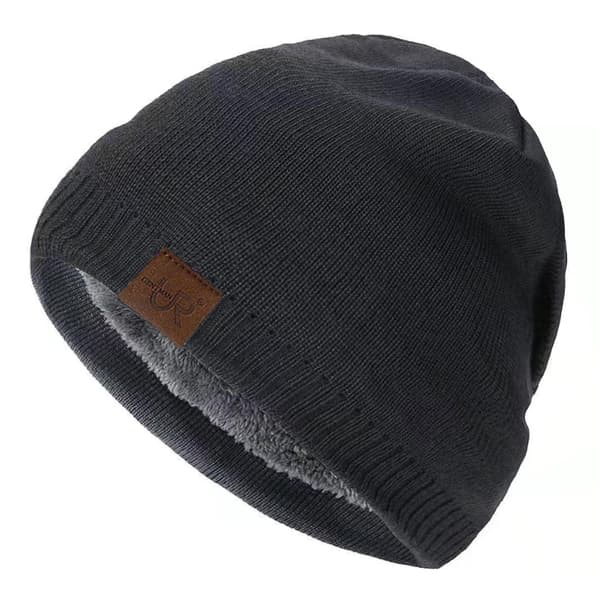 Unisex URGENTMAN vintermössa med pälsfoder - varm stickad mössa för män och kvinnor utomhussporter Grey Size 54cm-60cm