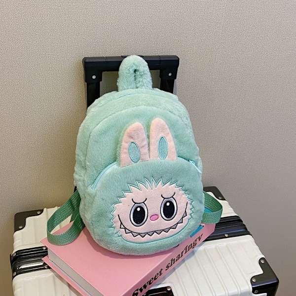 2024 Labubu Bakcpack för flickor Barn Söt tecknad plysch dockväska Student Kawaii ryggsäck utomhus reseväska brown