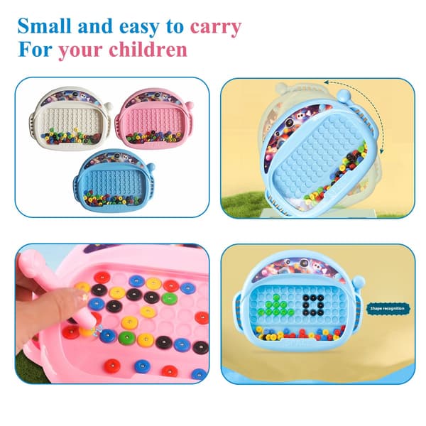 Magnetisk doodleboard för barn 3-8 år, ritleksak med penna och pärlor, Montessori-present Blue without box