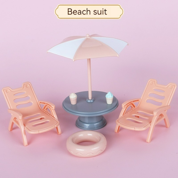 Mini lekstuga för barn - Roliga simulerade lekstuga prydnader för kreativ lek Beach suit