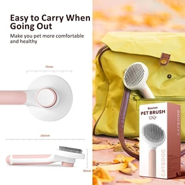 Itsepuhdistuva Slicker Brush koirille ja kissoille poistaa aluskarvan Pink