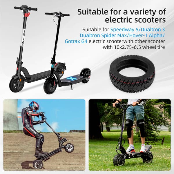 Ulip 10x2.75-6.5 slanglöst terrängdäck för Speedway 5 Dualtron 3 Hover-1 Alpha Gotrax Scooter 1pcs