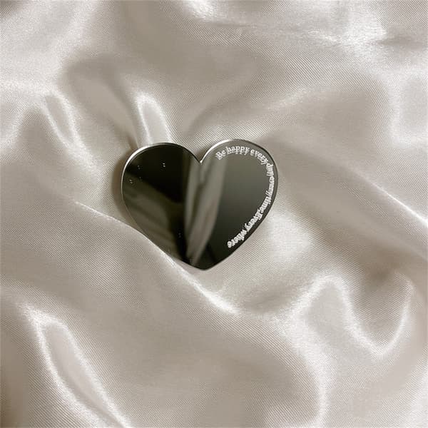 Love Heart Makeup Spejl Telefon Grip Ring Holder Stand til iPhone 15 Tilbehør PT02-Yellow