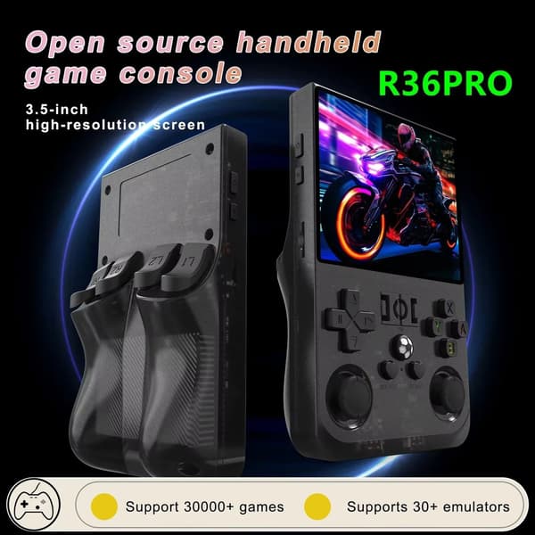R36PRO Retro handhållen videospelskonsol Linux System 3,5 tums IPS-skärm R36s Pro Portable Pocket Video Player 128GB spelpresent Grey 128G