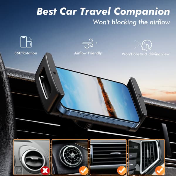 Eary 360° roterbar biltelefonholder til 4-12,9" iPad, iPhone, Samsung og tablets black