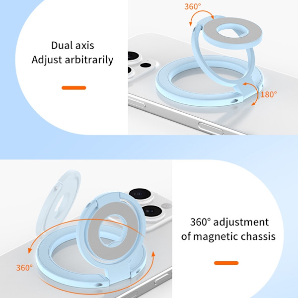 MagSafe dubbelsidig magnetisk telefonhållare vikbart stativ greppfäste för iPhone Silver