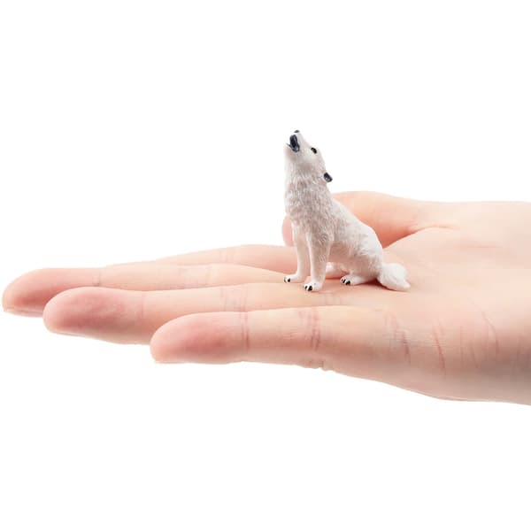 Howling Arctic Wolf Legetøjsfigur - Mini Polar Dyremodel til børn, kageindretning og gaver ML00108