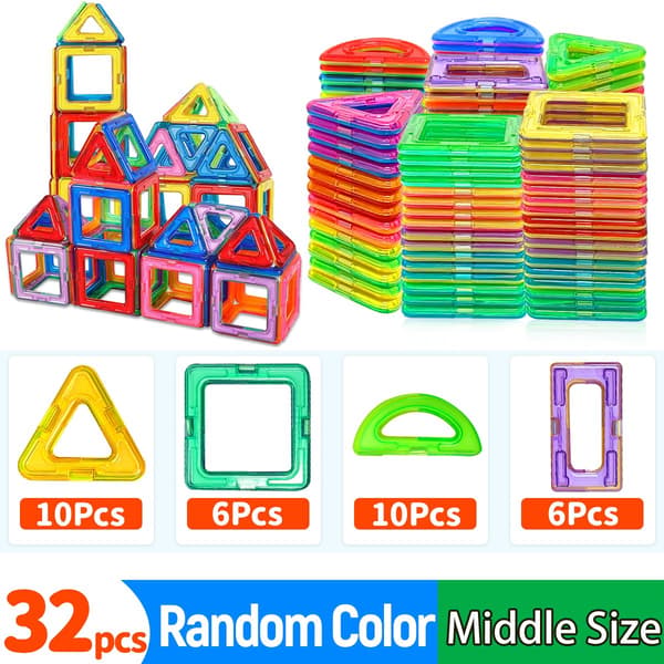 Magnetiska byggstenar - Medium STEM konstruktionsleksaker för lärande och utbildning Medium Size 84pcs