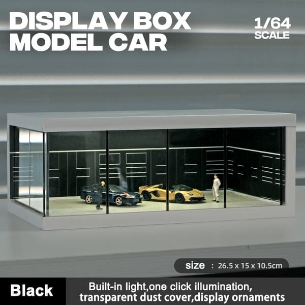 1/64 Garagescene Model Scene med Light Version Simuleringsmodel Scene Dekoration Samling (Eksklusive dukker og bilmodeller) black