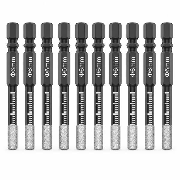 6 mm sekskantet skaft, loddet tørt keramisk flisebor, marmor, granit, forglassede fliser 10 pcs
