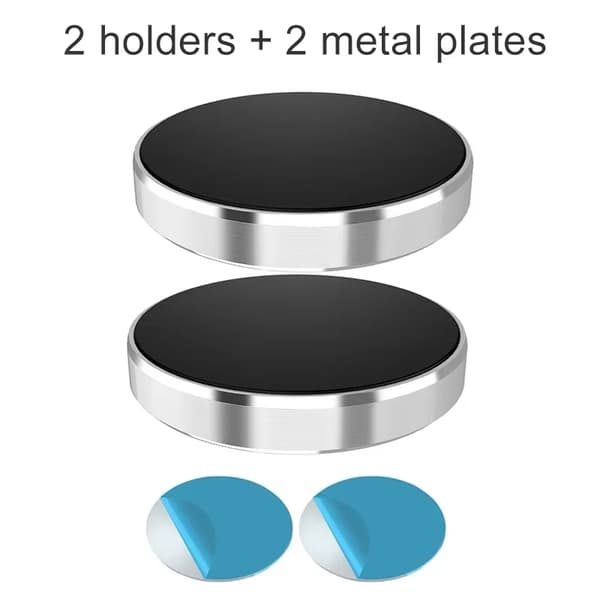 Magnetisk Bilholder Universal Stativ til iPhone Xiaomi Huawei Samsung Dashboardmontering 2Pcs Silver