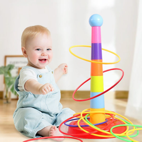 Børn Kast Circle Game Ferrule Stablet Legetøj Sjovt Indendørs Udendørs Forælder-Barn Interaktive Circle Layers Tidlig uddannelse gave 1xTower 15xRings