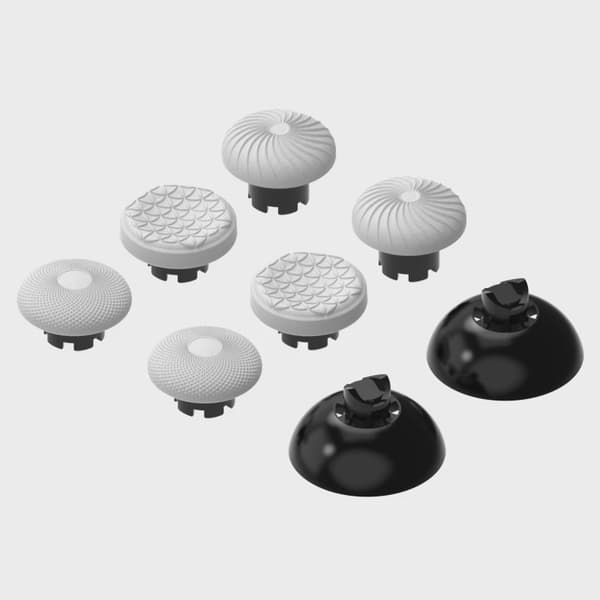 DATA FROG Metall Rocker Cap & Paddle Tillbehörsset för PS4 och PS5 Edge Elite Spelkontrollhandtag White