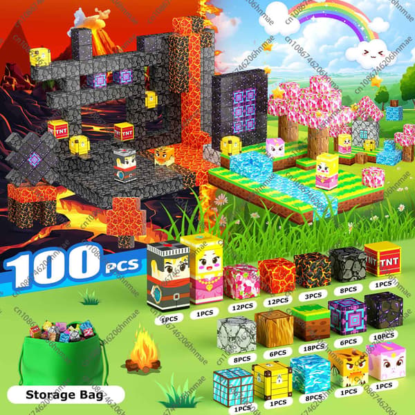Magnetiska byggklossar för barn 3+ - STEM Montessori-leksak, DIY-modellpresent för pojkar och flickor random 200 pcs cube