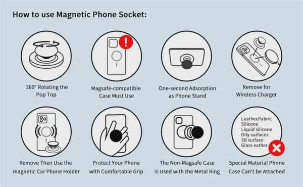 Magnetisk expanderande ringstativ vikbar telefonhållare för iPhone Samsung Xiaomi B