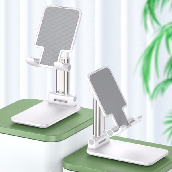 Sammenklappelig mobiltelefonholder til skrivebord, teleskopisk multifunktionsbeslag til sengebord WHITE