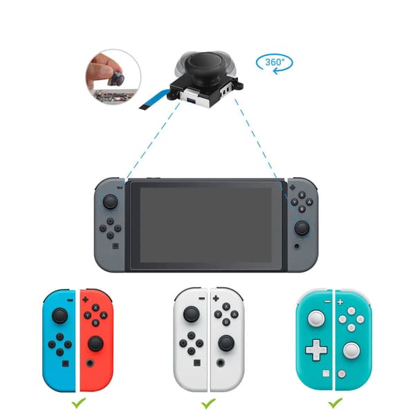 Joycon Joystick Udskiftning til Switch NS / Switch Lite / Switch OLED Venstre Højre Controller Reparationsdele 3D Analog Thumb Stick A