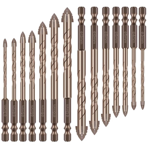 14-delt boresæt, 4-bladet, savtakket, lige spiral, tørboring til porcelæn, keramik 4 mm  10 pcs