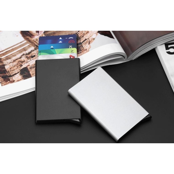 Pop-up kortholder - Aluminiumsrummet beskytter (RFID-sikker)-LEMAN Grey