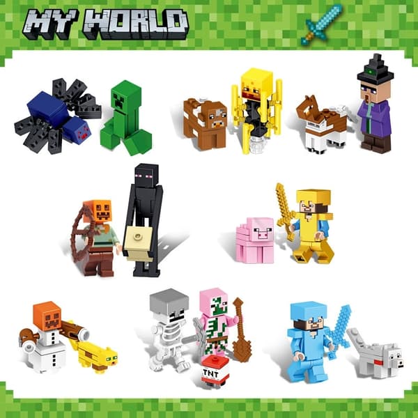 MOC29 Minecraft Educational Building Blocks Toy - Rolig Pixel Doll Present för barnens dag XL04