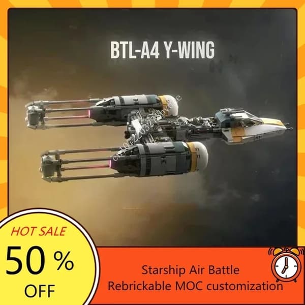 892PCS MOC Space Battle UCS BTL-A4 Y-Wing Gold Squadron Model Custom Pussel Technology DIY Creative Assemble Leksaker Presenter No figure no sticker