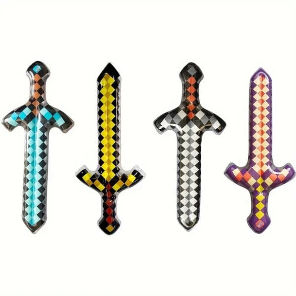 Pixel Style Leksaker Ädelsten Svärd Guld Svärd Barnleksaker Hemspel Uppblåsbara tillbehör Svärd Julklappar 1pc-Yellow