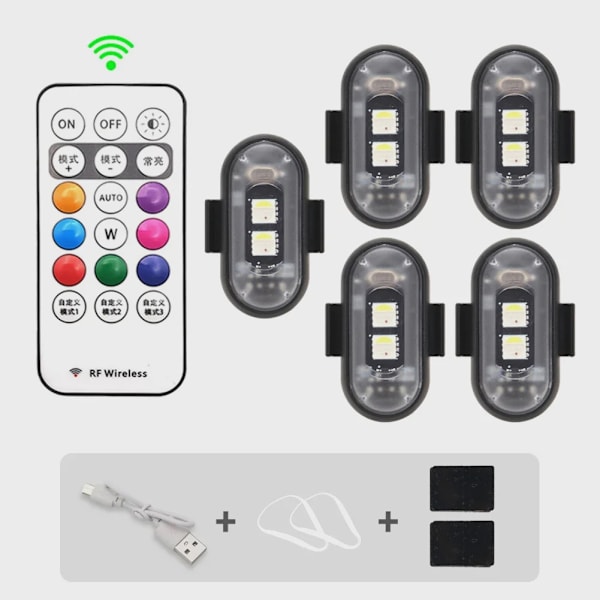 RGB LED-skootterin strobovalot langattomat pyörän vilkkuvalot sijainnin varoitustarvikkeet 5PCS