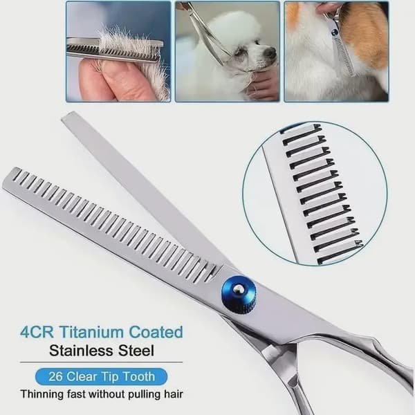 Ambidextrous kæledyrssikker saks i rustfrit stål til hunde med rundt hoved til præcisionstrimning Flat Scissors