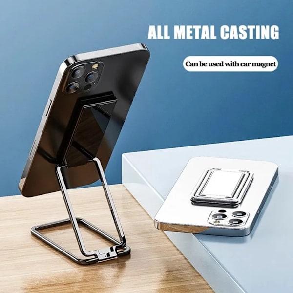 Universal zinklegering foldbar ringtelefonholder magnetisk biltablet skrivebordsgreb B1 Silver