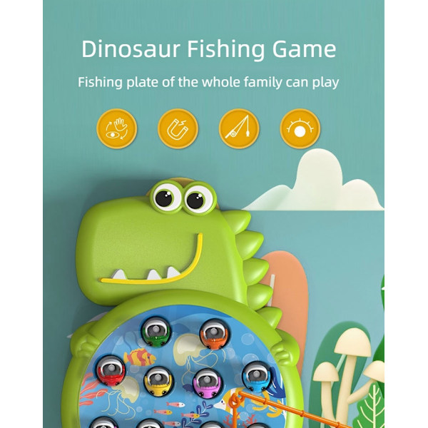 Magneettinen dinosauruskalastuspeli - Montessori-lelu vauvoille ja lapsille Blue Fishing