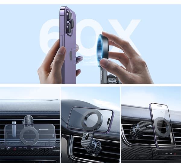 Joyroom Magnetisk Bilhållare Universell Stark Luftventilsfäste för iPhone Samsung LG Google Pixel Black