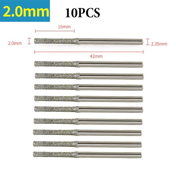 10-delte 0,8-2,5 mm diamantborehoveder med 2,35 mm skaft til glas, jade, rav, smykkefliser, sten 10 pcs  1.5 mm