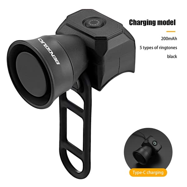 Mini USB-uppladdningsbar vattentät elcykelklocka för cykling säkerhetsvarning Charging model Blue
