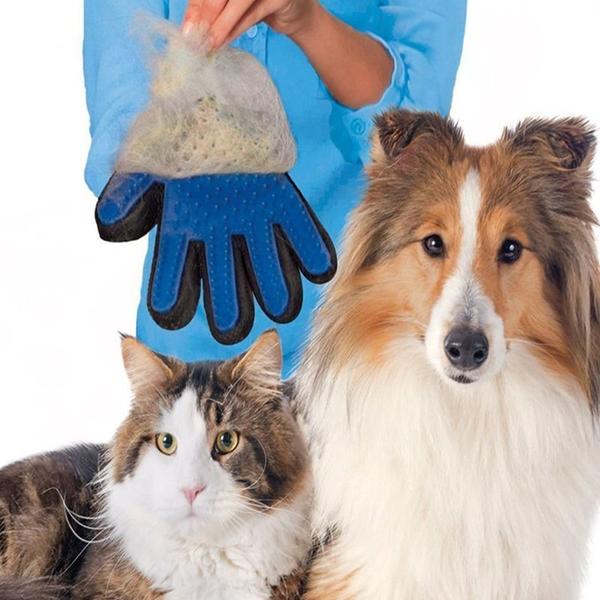 True Touch - Borsthandske - Hund - Katt Höger hand 2 Color Blå