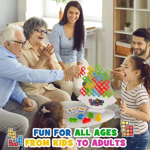 Byggkloss Brick Toy Balans Staplad Tetra Tower Game Swing hög Ryska byggstenar Stack Kid Desktop Toy 32 blocks with base With Box