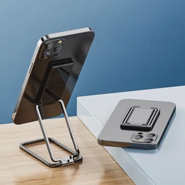 Universal zinklegering foldbar ringtelefonholder magnetisk biltablet skrivebordsgreb A2 Black