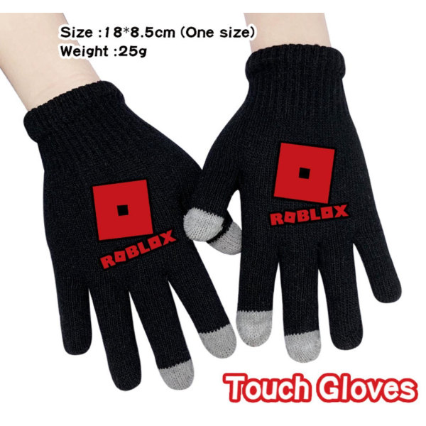 Roblox Svarta Stickade Handskar Med Touch Funktion Touchhandske Black Model 2