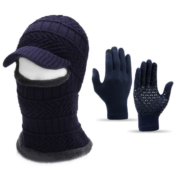 Tjock fleecefodrad vintermössa Scarfhandskar Set - Vindtät kallvädersutrustning för utomhusaktiviteter 1PC Hat