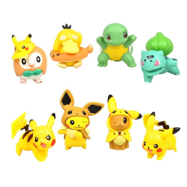 8 Pack Pokemon Pikachu Figurer (2-4CM)