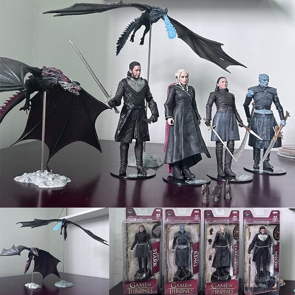 Jon Snow, Night King, Daenerys Action Figures - Viserion & Rhaegal Black Ice Dragon-modeller E Size with box
