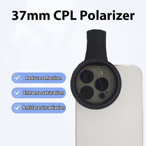 Telefonklips Cirkulær Polariseringsfilter til iPhone Samsung Universal Bærbar Polariseringskameraobjektiv 37MM Professionelt CPL Filterobjektivsæt 37MM