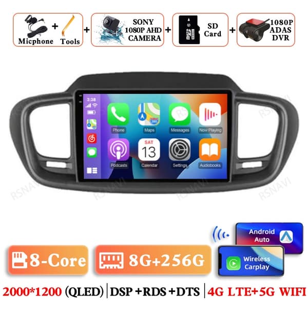 Android 15 Bilradio För Kia Sorento 3 2015 2016 2017 2018 Multimedia BT GPS 5G WIFI Navigation 4G 4G-64G CAM DVR