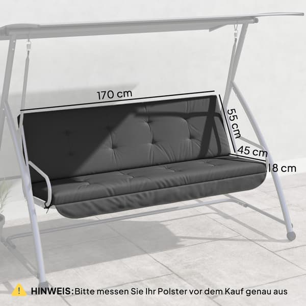 Sittdyna till Hollywood-gunga 170x100x8 cm Mörkgrå