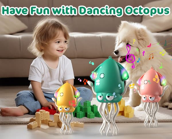Interactive Magic Dancing Octopus Toy with Lights & Music for Kids - Crawling Squid Gift Green